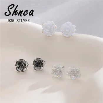 2023 Nové Módne 925 Sterling Silver Shell Kvet Farebné Náušnice Pre Ženy, Dievča, Jemné Šperky Anti-Alergie LE159