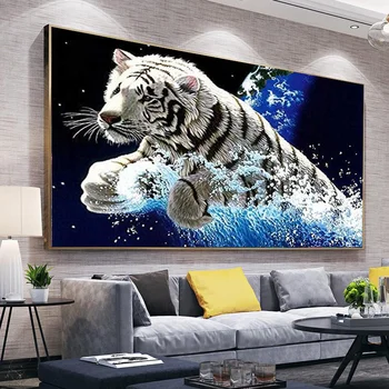 HD Modulárny Stenu Zvieratá, Umenie Plagátu Tiger Maľovanie Vytlačiť Obrázok Plátno Obývacia Izba Dekorácie Obrázok Frameless
