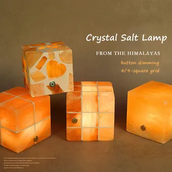 Rubikova Kocka Soľná Lampa Prírodné Himalájska Soľ Stolové Lampy, Nočné Svetlo Prírodné Suroviny Kamene Krištáľ Základné Nočného Dekor