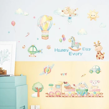 Šťastný malý vlak cartoon nálepky deti miestnosti dekorácie, nálepky, veranda, skrinka, skriňa, nočné dekorácie samolepky na stenu