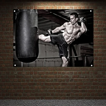 Boxing Fitness Samolepky Na Stenu Telocvične Domáce Dekorácie Inšpiratívne Plagát Cvičenie Stene Visí Muž Svalnaté Telo Bannery Vlajky H4