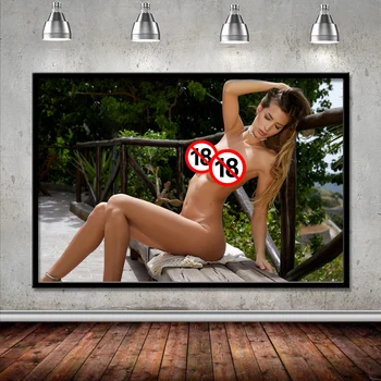 Krásy Bbig Prsia, Blond Claudia Hot Model Nakeds Frontálne Sexy Wall Art Plagáty a Vytlačí Plátno, Maľovanie Na Obývacia Izba Dekor