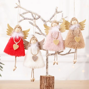Roztomilé Plyšové Biele Láska Anjel Prívesok Vianočné Bábika Anjel Vianočný Strom Ornament Noel Deco Vianočné Dekorácie Pre Domov 2023