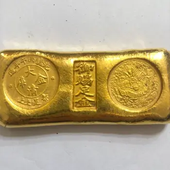 Qing Dynastie Zlatých Prútov Gold Ingot Zber 1906 Zlatých Prútov Replika Rekvizity Feng Shui Dekorácie Čistej Medi