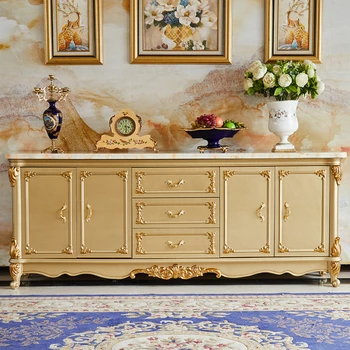 Mramor Európskom štýle sideboard champagne gold gauč operadla kabinetu jedáleň stenu oblasť locker nábytok z masívu