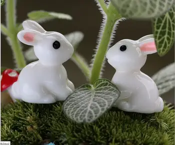 5 ks.Mini,2*3 cm,Malé Moss Micro Krajiny Ozdoby Roztomilý White Rabbit Ears Bunny Chomsky Živice Remesiel Dekorácie, Doplnky