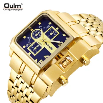 OULM Luxusné Náramkové hodinky Značky Gold Mužov Plnej Ocele Vojenské Muž Hodiny Quartz Kvalitné Hodinky Business Homme Masculino Relojes