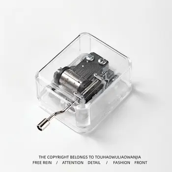 Mini Transparentné Music Box Kreatívny Darček DIY Mechanické Music Box Miniatúrne Ručne vyrábané Dekorácie Remeslá