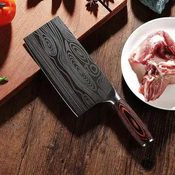 Kuchynský Nôž Ručné Japonský Nôž Drevená Rukoväť Damasku Vzor Šéfkuchára, Nože na Mäso Ryby Krájanie Sekáčik Mäsiar Nôž