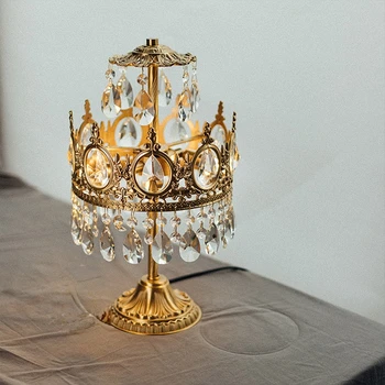 Mosadz Polovici Starovekej Európskej Stolná Lampa, Spálne, Nočná Lampa Francúzske Retro Medi Crystal Tvorivé Stolná Lampa
