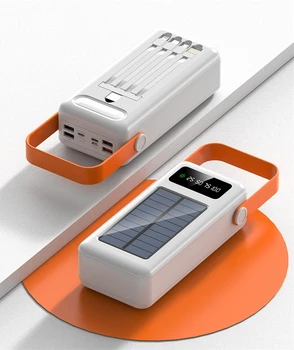 Power Bank Solárne Nabíjanie Vstavaný Kábel Baterka Nabíjačku Mobilného Telefónu, pre iPhone 13 Samsung S22 Xiao Externé Batérie
