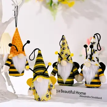 Bee Festival Prívesok Visí Lano Anonymný Bábika Prívesok Bee Vzor Dekoratívne Plyšové Gnome Bábika Anonymný Bábika Prívesok