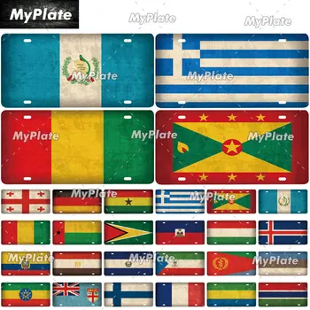 [MyPlate] Vintage Vlajkou Krajiny, Meno, E-I Špz Tin Znamení Kovu Prihlásiť Doska Domáce Dekorácie Obchod, Bar, Pub Plagát Kovovú Stenu