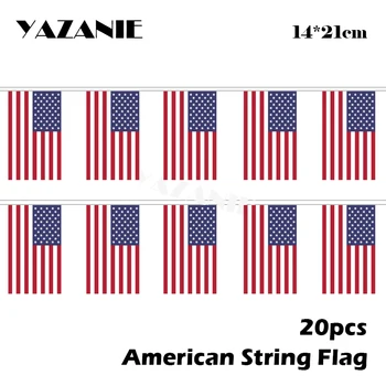 YAZANIE 14*21 cm 20PCS Amerika USA String Vlajky a Transparenty Spojené Štáty Odovzdanie Vlajky na Vianoce Vďaka Dávať Deň Dekorácie