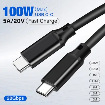 3m 5m USB 3.2 Typ C Typ-C Kábel PD 100W ThunderBolt 3 QC 4.0 3.0 Pre Macbook Air Pro USBC Kábel Pre Samsung Xiao 1/2/3/5 m