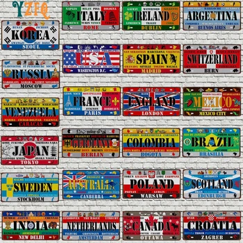 Mexiko Španielsko Kovové Prihlásiť Kolumbia USA špz Wall Art Plagát Na Stene Reštaurácie Remeslá Domova Nálepky Kovové Maľovanie