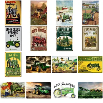 Kovov Cín Značky Retro Zelený Traktor NÁS Farmy Prihlásiť Dom dekorácie Vintage Pin Up Plech Maľovanie Garáž Príslušenstvo