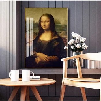 Úsmev Mona Lisa Portrét Plátno Umenie, Maľovanie Plagátu Klasická Da Vinci Známeho Diela Tlačí Na Obývacia Izba Dekor Cuadros