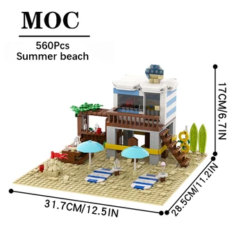MOC4068 City Beach Chata Vila Tehla Prímorské Pláže, Výhľad na Ulicu Stavebné Bloky, Vzdelávacie Hračky Pre Deti, Priateľov Dievča, Darček