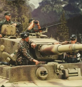 1/35 Rozsahu nemecký Panzerkampfwagen VI Ausf. E Tiger I Posádky Tanku druhej svetovej VOJNY Miniatúry Nevyfarbené Živice Model Kit 4 Obrázok