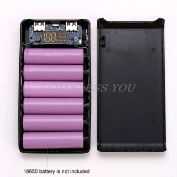 (Bez Batérie)Dual USB Výstup 6x 18650 Batérie DIY Power Bank Box Držiteľ puzdro Pre Mobilný Telefón, Tablet PC Drop Shipping