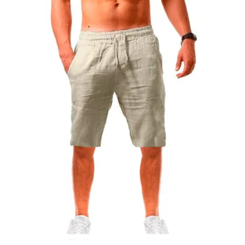 Letné mužov hip hop priedušná bavlnená posteľná bielizeň športové koleno dĺžke trend módy jednofarebné jednoduché tenké bežné beach šortky