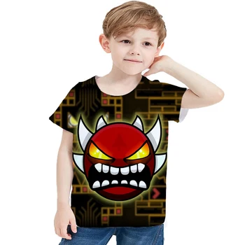 Deti Hra Angry Geometrie Dash 3D Tlač T Košele, Deti Anime T Košele, Deti, Kreslené tričká, Chlapci Krátkym Rukávom Letné Tričká Topy