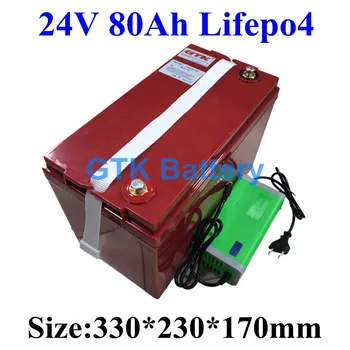 2400W, 24V 80Ah LiFePO4 lítiové batérie, Pre Solárne,EV,RV,Marine,Motor Golf UPS motorových 2500cycles lifepo4 batérie+5A nabíjačky