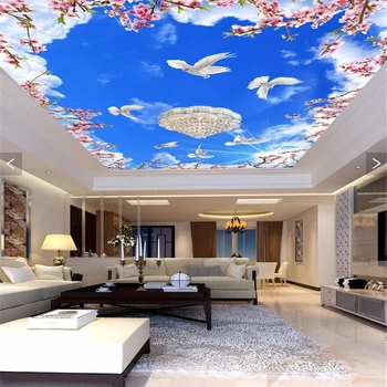 abstraktných de parede 3D Vlastné tapetu, holub kvet, modrá obloha strop obývacej izby, spálne, dekorácie, maliarstvo domova nástenná maľba