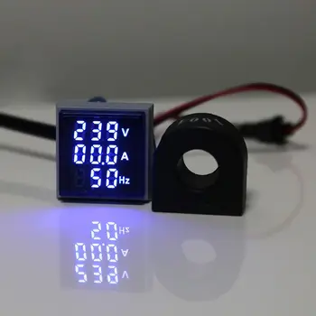Digitálny 3in1 AC Ammeter Voltmeter Hz Prúd Frekvencia Meter Štvorcový Signálneho Svetla 22 mm Digitálny Napätie Amp Hz Led Lampa Indikátor