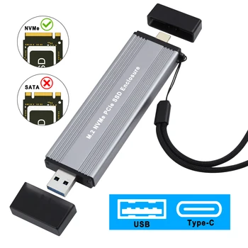 M2 SSD Prípade M. 2 na USB 3.1 Gen 2 10Gbps Hliníkové Prípade USBC USBA na NVMe PCIe Externé Šachty na M2 NVMe SSD 2230 2242 2280
