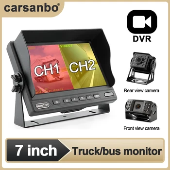 7-palcový HD Auto Monitor s 2Channel Rozdelenej Obrazovky 1024*600IPS s 2 KANÁLY Video Rekordér Zozadu Auto Kamera Parkovací Systém Monitor