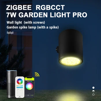 GLEDOPTO Zigbee3.0 RGBCCT Záhrada Spike Lampa Smart 7W LED Nástenné svietidlo Koleno Mount IP66 Nepremokavé Grassplot Trávnik Nádvorie Strany