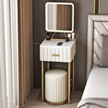 Moderný jednoduchý Mramoru Toaletný Stolík pre Spálne Minimalistický Svetlo Luxusné Doplnky, make-up Stoličky Mini Princezná Dizajn Posteli Bielizníka