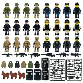 MOC Vojenských Útvarov Montáž Stavebné Bloky Špeciálne jednotky Polície Zbrane Hračka Príslušenstvo DIY Vzdelávací Model Tehly