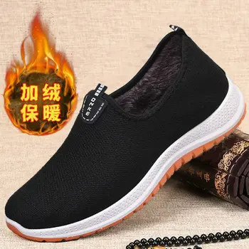 Zimné nové starého Pekingu látkové topánky mužov s velvet bavlna topánky hovädzie šľachy mäkké dno pohodlné teplé starý otec topánky 