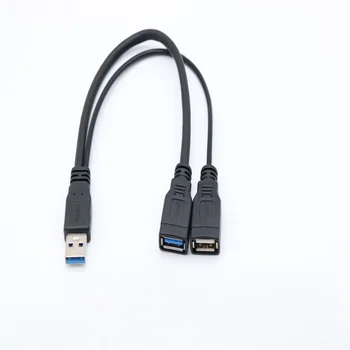 1PC USB 3.0 1 Muž 2 Dual USB Žena Údaje Rozbočovač sieťového Adaptéra, Y Splitter Nabíjania pomocou kábla USB Napájací Kábel, Kábel Predlžovacie Káble, Nové