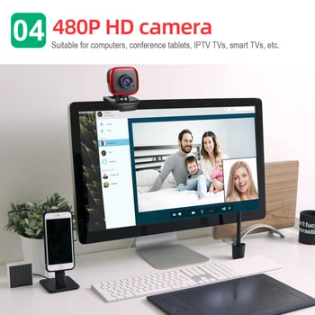 480P Webcam Mikrofón Webová Kamera Otočná Mini Počítač Fotoaparátu, Full HD Uhol Na Diaľku videohovory Konferencie Live