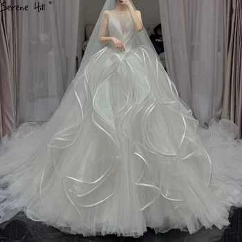 High-end, Biela tvaru Volánikmi Svadobné Šaty 2023 bez Rukávov Sexy Tylu Svadobné Šaty HA2383 Zákazku
