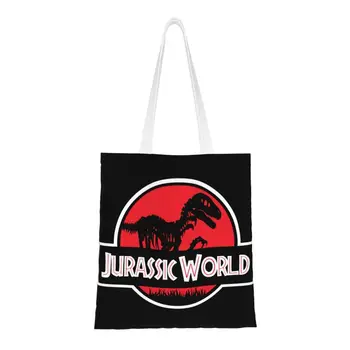 Móda Jurský Svete Nakupovanie Tote Tašky Recyklácie Dinosaur World S Potravinami Plátno Ramenný Shopper Taška