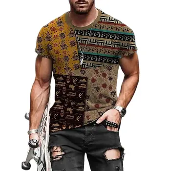 2023 Lete Muži T-Shirt Kmeňové Tlače Vintage Topy O Krk Dovolenku Harajuku Tričko Krátky Rukáv Bežné Mužské Zábavné Oblečenie