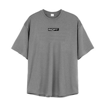 Nová Značka Telocvični Oblečenie Oka Fitness Mens Nadrozmerné Vonkajšie Hip Hop Streetwear Voľné Polovičný Rukáv Kulturistike T-shirt