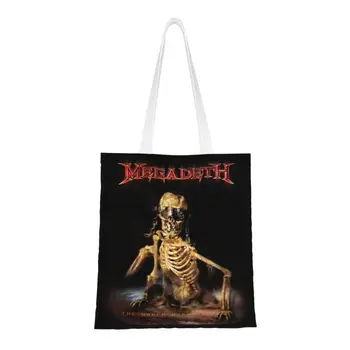 Opakovane Megadeths Rocková Kapela Nákupní Taška Ženy Ramenný Plátno Tote Bag Umývateľný Tengkorak Nyenrix Potraviny Shopper Tašky