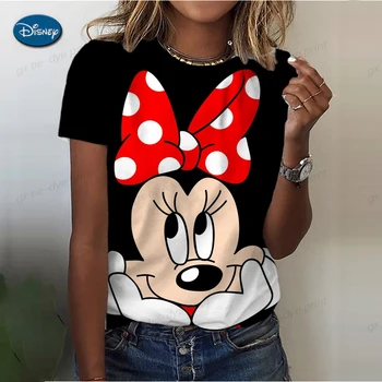 Disney Mickey Mouse Žien T-Shirt Harajuku 2023 Nový Začiatok Bežné T-Letné Tričko Krátky Rukáv, Vzor Žien T-Shirt