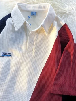 Gmiixder Vintage Stebėtų Tričko Kontrast Farieb Šitie-Krátke rukávy T-shirt Muži Ženy Americké Letné Voľné Rugby Jersey