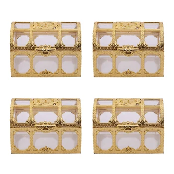 4X Mini Šperky Box Candy Krúžok Náušnice, Náhrdelník Prípade Dar Narodeninovej oslavy Svadby Dekor Šperky, Zlato S