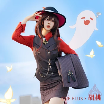 COS-KiKi Anime Genshin Vplyv ONEPLUS Hu Tao Hra Vyhovovali Nádherný Gotický Jednotné Cosplay Kostým Halloween Party Outfit Ženy