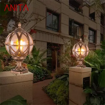 ANITA Vonkajšie Post svetlo, Terasa, Moderné LED Kolo Nepremokavé Pilier Osvetlenie Pre Veranda, Balkón Dvore Vily
