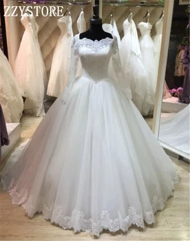 Plné Rukávy Luxusné Kvalitné Appliques arabčina Biele svadobné dressesn Súd Vlak Plný Rukávy Nevesty Šaty 2023 vestidos