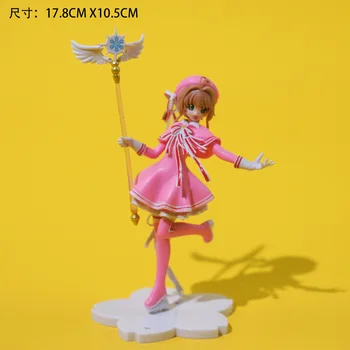 18 CM Anime SAKURA Krásne Ružové Card Captor Akčné Figúrky Modely PVC Obrázok Modelu Auta Cake Dekorácie Čarovná Palička Dievčatá, Hračky Darček